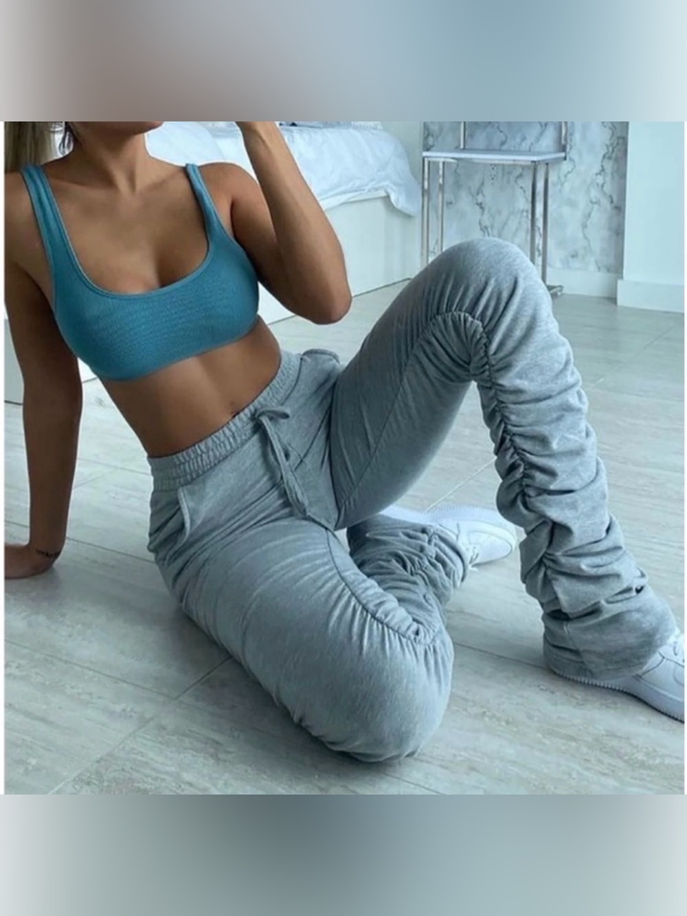 Fashion Nova Stacked Honey High Rise Pants In Heather Grey
